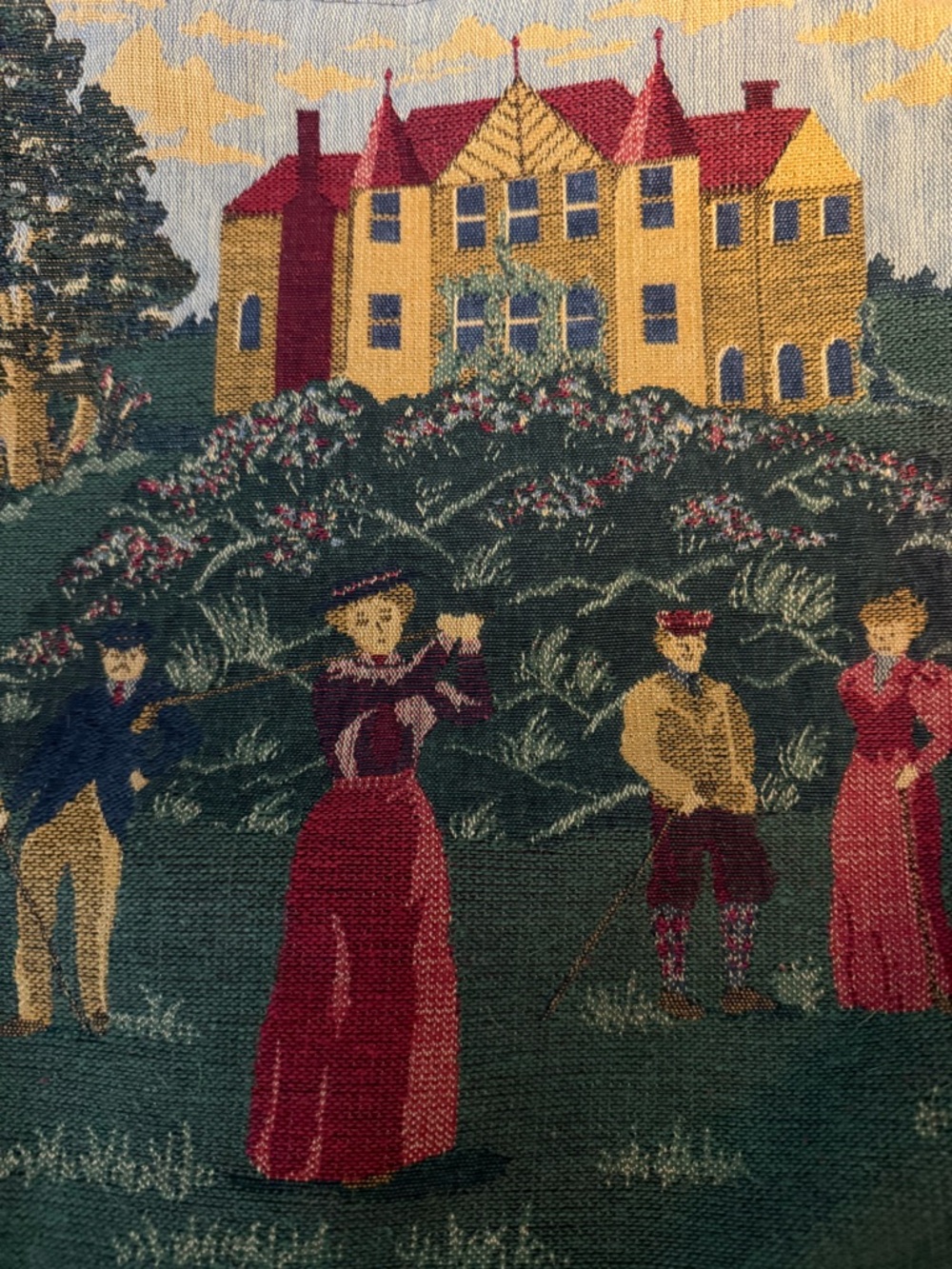 Vintage Tapestry Tote Bag with Scenic Embroidery - Picture 2 of 4